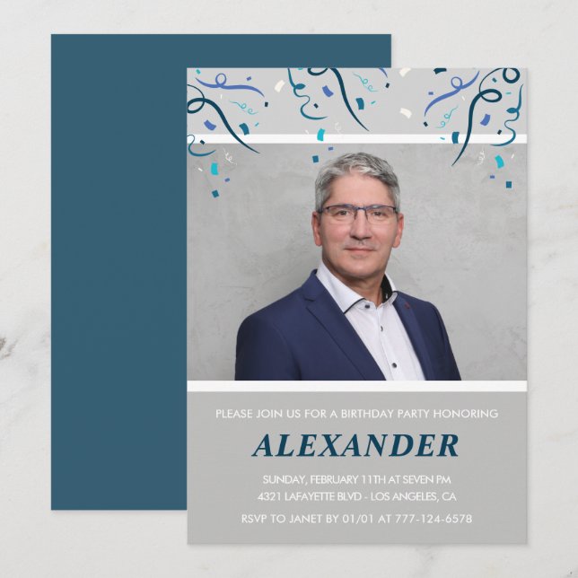 Invitaciones para el 60 aniversario Hombres Confet (Anverso / Reverso)