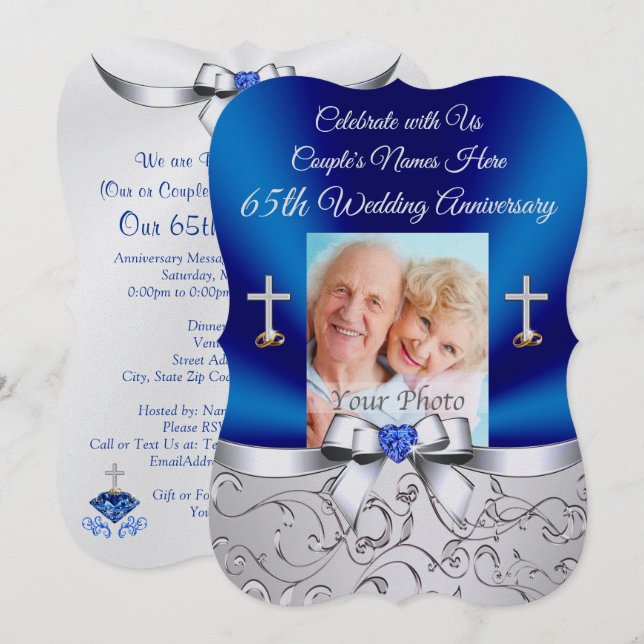 Invitaciones para el 65º Aniversario de Bodas Cris (Anverso / Reverso)