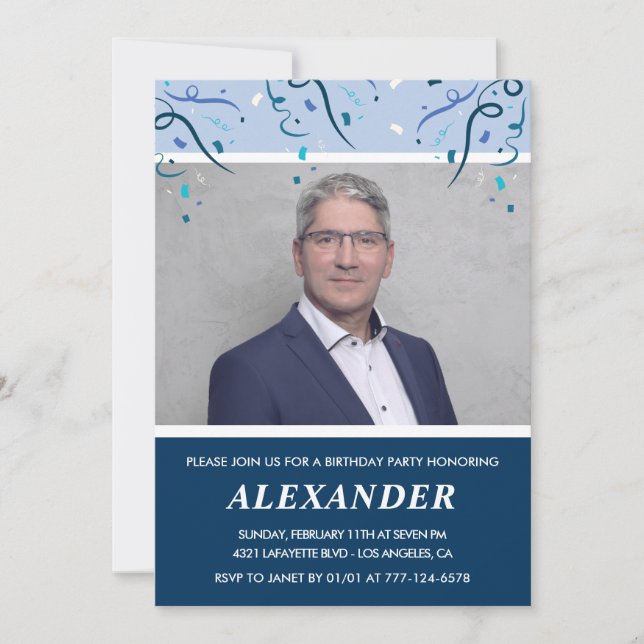 Invitaciones para el 65º cumpleaños de los hombres (Anverso)