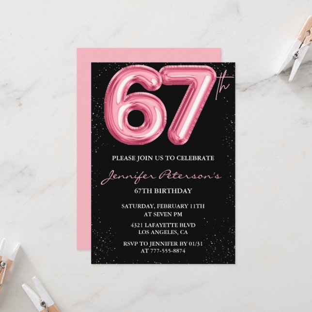 Invitaciones para el 67 cumpleaños de Black Pink G (Anverso/Reverso In Situ)