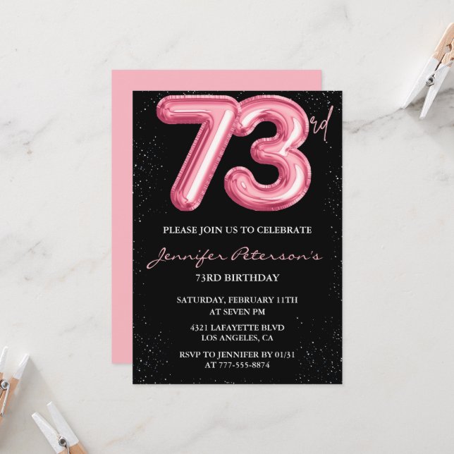 Invitaciones para el 73 cumpleaños de Black Pink G (Anverso/Reverso In Situ)