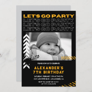 Invitaciones para el 7° cumpleaños Boy Photo Spray