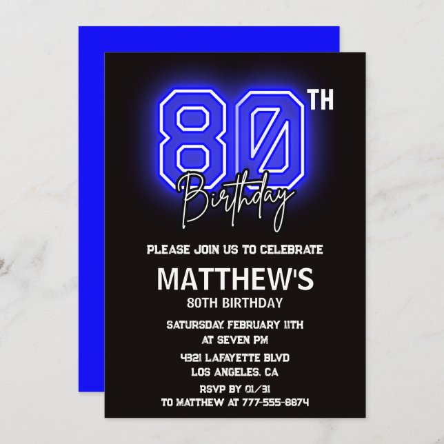 Invitaciones para el 80 cumpleaños del Black Sport (Anverso / Reverso)
