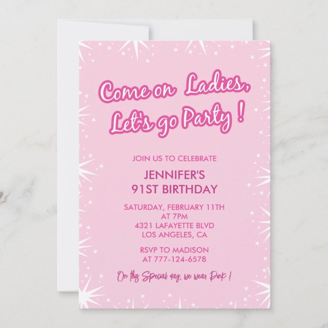 Invitaciones para el 91º cumpleaños Trendy Sparkle (Anverso)
