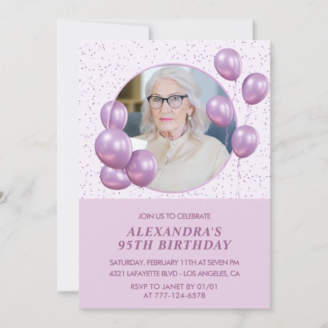 Invitaciones para el 95 aniversario Globos Fotogra (Anverso)