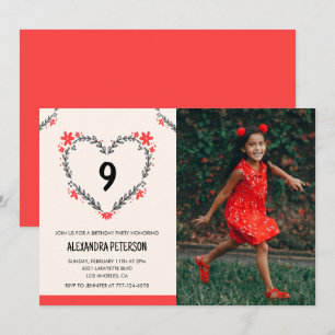 invitaciones para el 9 cumpleaños de ella Floral C