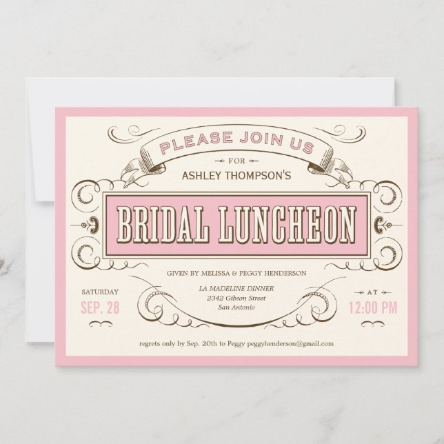 Invitaciones para el almuerzo de la dama de honor (Anverso)