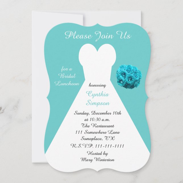 Invitaciones para el almuerzo nupcial Aqua (Anverso)