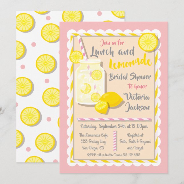 Invitaciones para el almuerzo y la ducha de novia  (Anverso / Reverso)