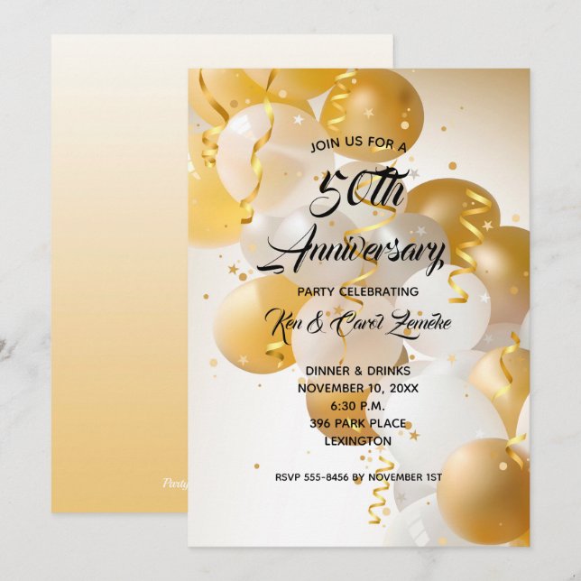 Invitaciones para el aniversario de los Globos de  (Anverso / Reverso)