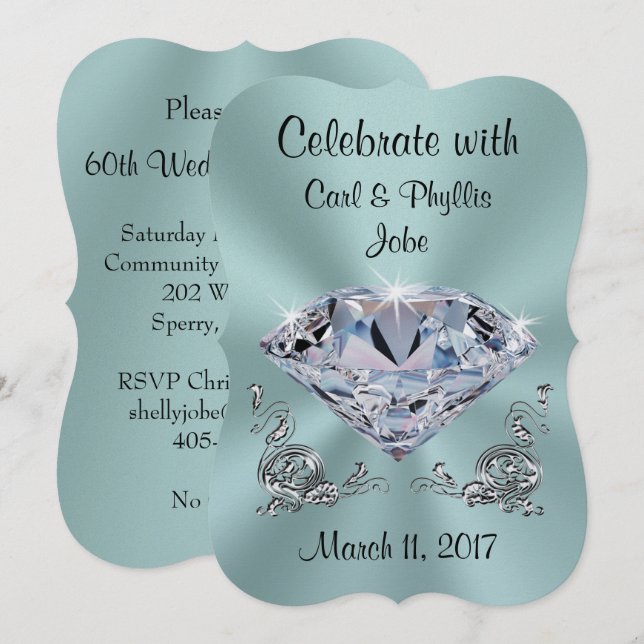 Invitaciones para el aniversario del diamante, sus (Anverso / Reverso)