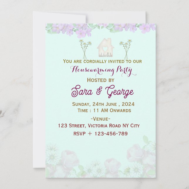 Invitaciones para el calentamiento de la casa (Anverso)