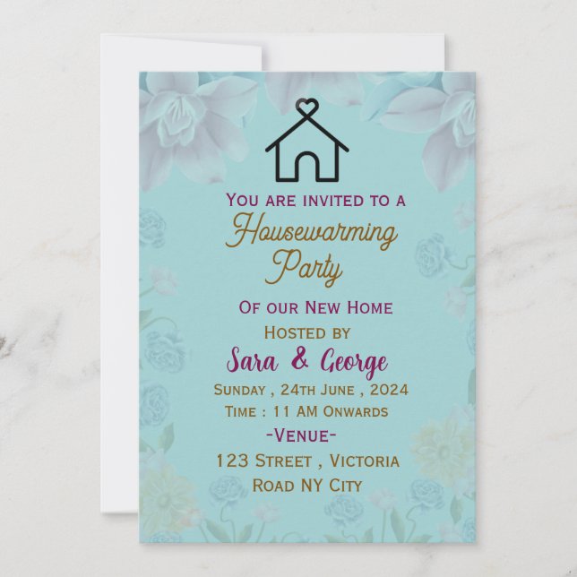 Invitaciones para el calentamiento de la casa (Anverso)