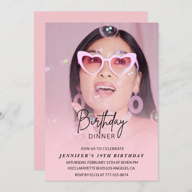 Invitaciones para el cumpleaños 19.º cumpleaños Fo (Anverso / Reverso)