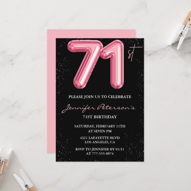 Invitaciones para el cumpleaños 71 de Black Pink G (Anverso/Reverso In Situ)