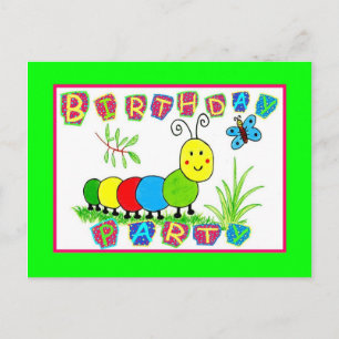Invitaciones para el cumpleaños de la oruga Caterp