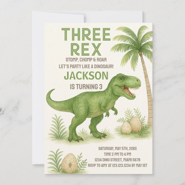 Invitaciones para el cumpleaños de los dinosaurios (Anverso)