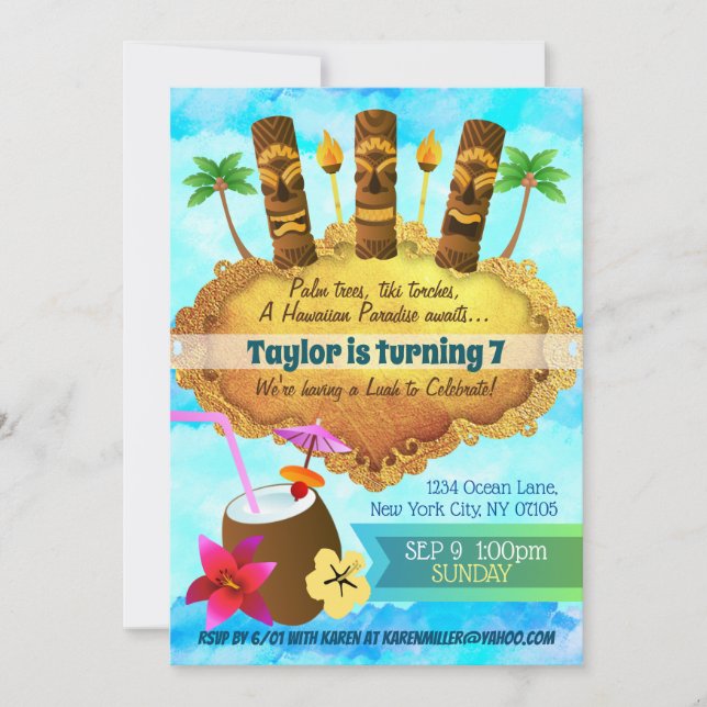 Invitaciones para el cumpleaños de Luah (Anverso)