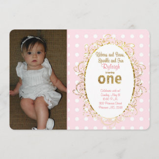Invitaciones para el cumpleaños de Pink & Gold | C