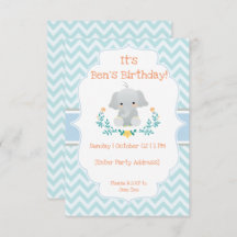 Invitaciones para el cumpleaños del bebé elefante