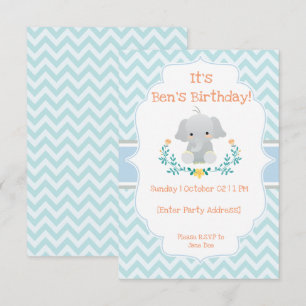 Invitaciones para el cumpleaños del bebé elefante