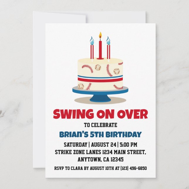 Invitaciones para el cumpleaños del béisbol para n (Anverso)