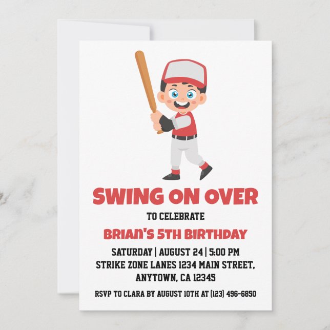 Invitaciones para el cumpleaños del béisbol para n (Anverso)