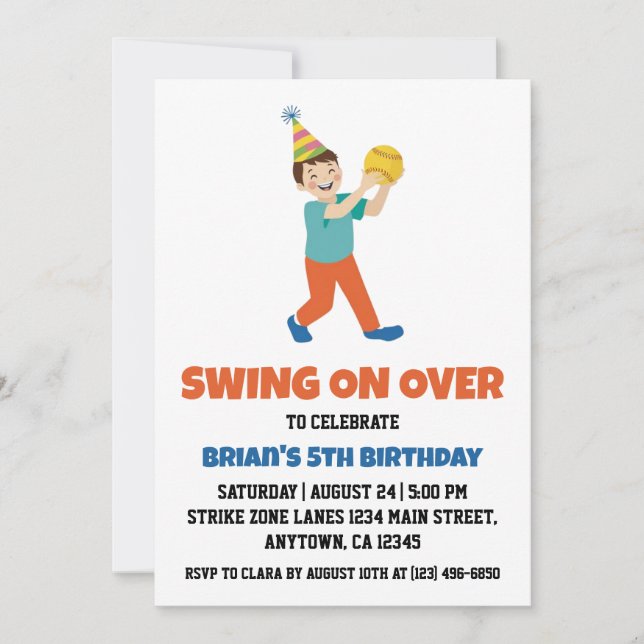 Invitaciones para el cumpleaños del béisbol para n (Anverso)