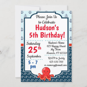 Invitaciones para el cumpleaños del pulpo
