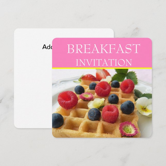 Invitaciones para el desayuno Waffle y Fruit (Anverso / Reverso)