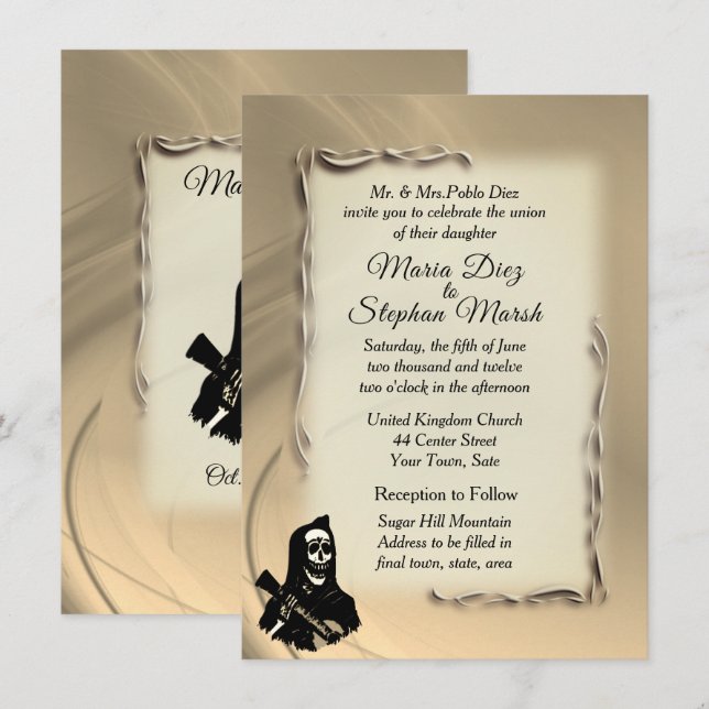 Invitaciones para el Día de la Boda Muerta (Anverso / Reverso)