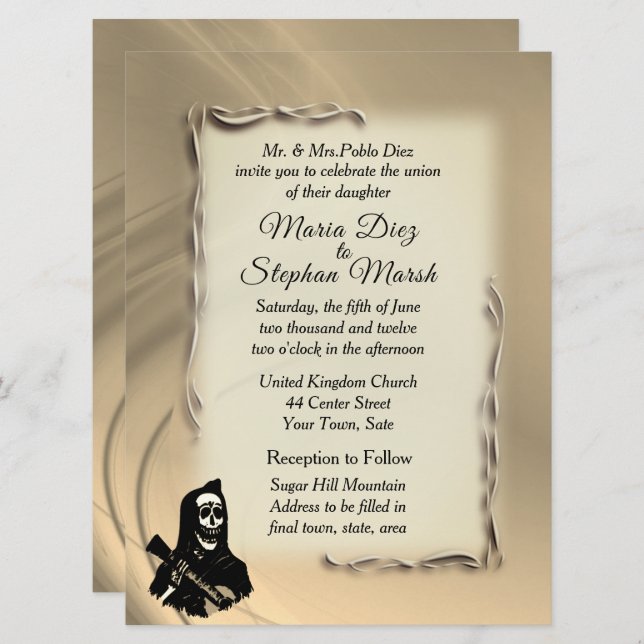 Invitaciones para el Día de la Boda Muerta (Anverso / Reverso)