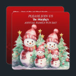 Invitaciones para el Día de la Diversión en Famili<br><div class="desc">Una familia de snowman vestida para las vacaciones,  invitando a su familia a un día de diversión de vacaciones.</div>