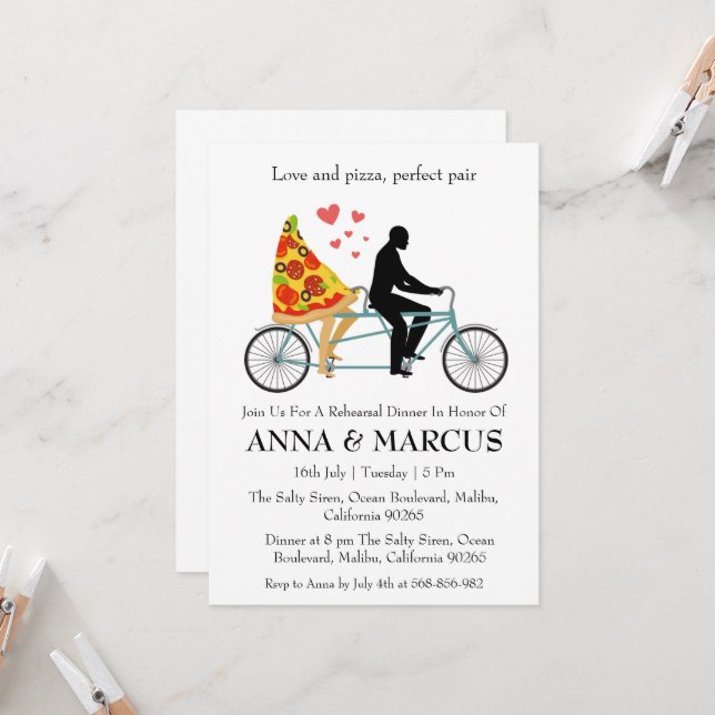 invitaciones para el ensayo del amor y la pizza di (Anverso/Reverso In Situ)
