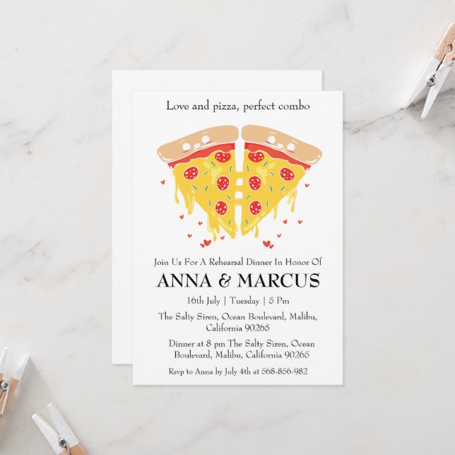 invitaciones para el ensayo del amor y la pizza di (Anverso/Reverso In Situ)