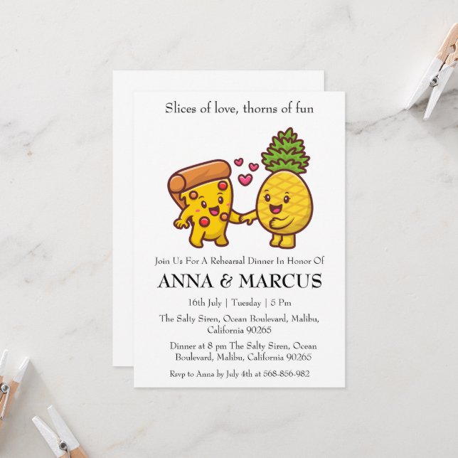 invitaciones para el ensayo del amor y la pizza di (Anverso/Reverso In Situ)