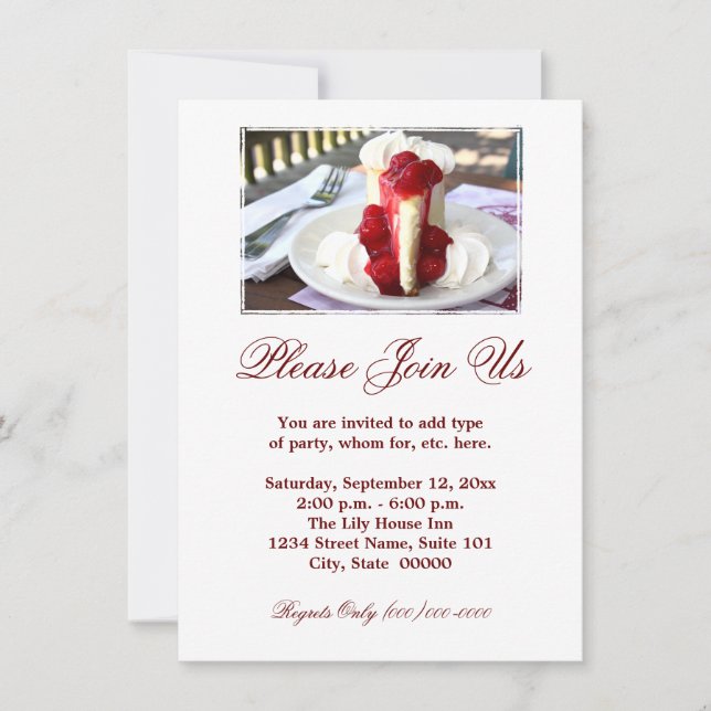 Invitaciones para el pastel de queso (Anverso)