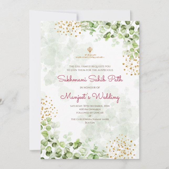 Invitaciones para el path de Sukhmani Sahib Digita (Anverso)