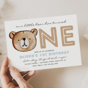 Invitaciones para el primer cumpleaños de oso