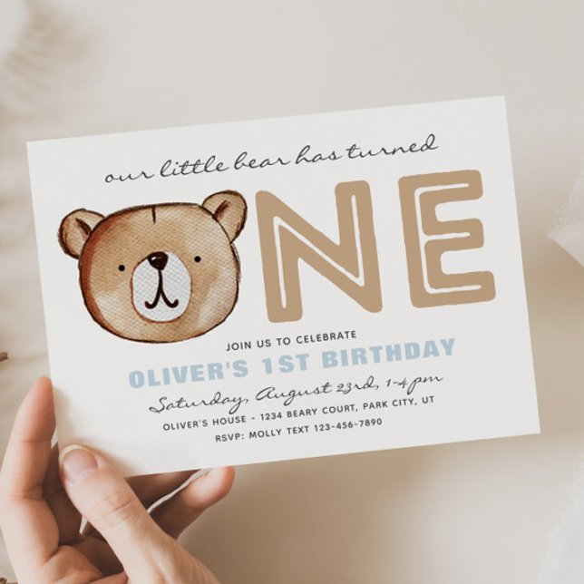 Invitaciones para el primer cumpleaños de oso (Subido por el creador)
