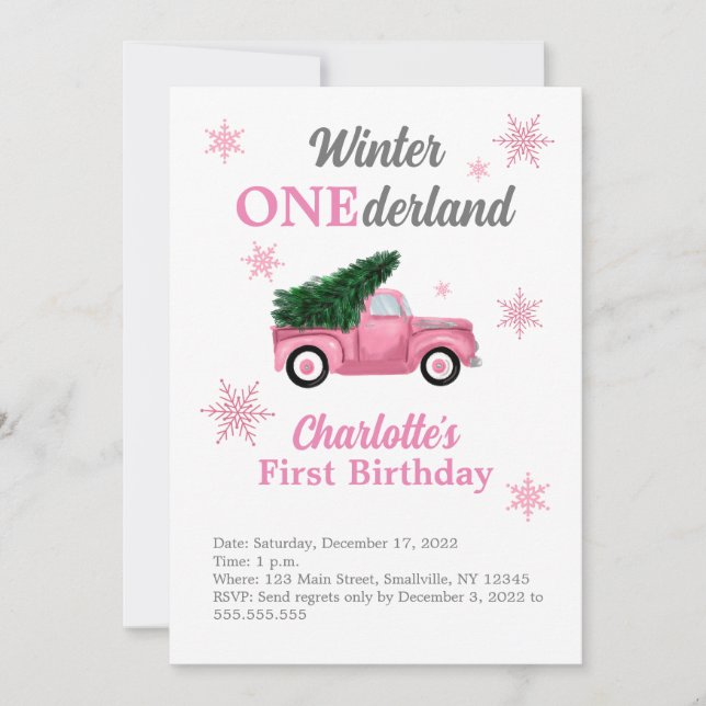 Invitaciones para el primer cumpleaños de Winter O (Anverso)