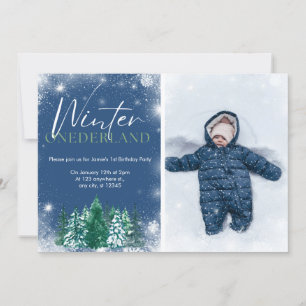 Invitaciones para el primer cumpleaños de Winter O