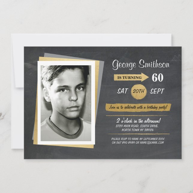 Invitaciones para el tablero de oro de cumpleaños  (Anverso)