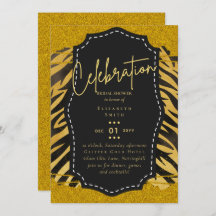 Invitaciones para el tema del Glitzy Black Gold Br