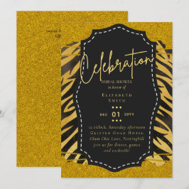 Invitaciones para el tema del Glitzy Black Gold Br