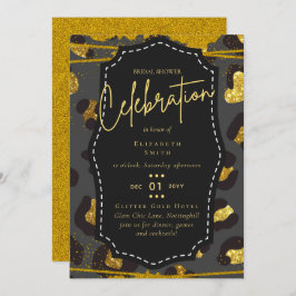 Invitaciones para el tema del Glitzy Black Gold Br