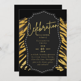 Invitaciones para el tema del Glitzy Black Gold Br
