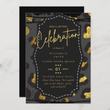 Invitaciones para el tema del Glitzy Black Gold Br