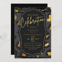Invitaciones para el tema del Glitzy Black Gold Br