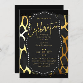 Invitaciones para el tema del Glitzy Black Gold Br